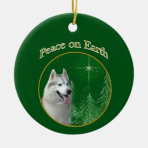 Siberian Husky Peace Keramik Ornament