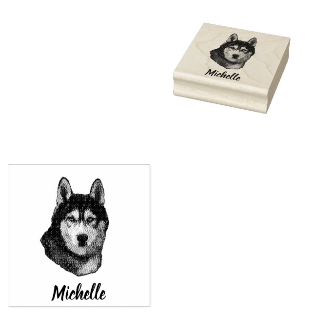 Siberian Husky Personalisiert Gummistempel (Stempel)