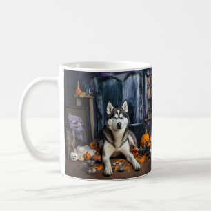 Siberian Husky Pumpkins Halloween Beängstigend Kaffeetasse