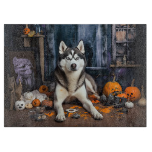 Siberian Husky Pumpkins Halloween Beängstigend Schneidebrett