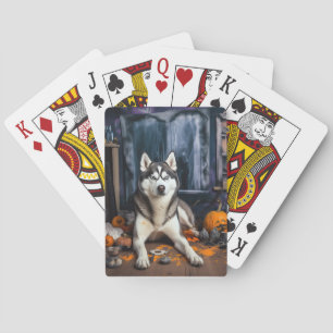 Siberian Husky Pumpkins Halloween Beängstigend Spielkarten