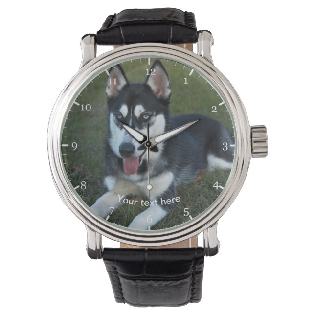 Siberian Husky puppy Armbanduhr (Vorderseite)