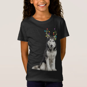 Siberian Husky Reindeer Christmas Dog T-Shirt