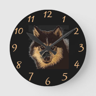 Siberian Husky Runde Wanduhr