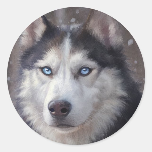 Siberian Husky Runder Aufkleber (Vorderseite)