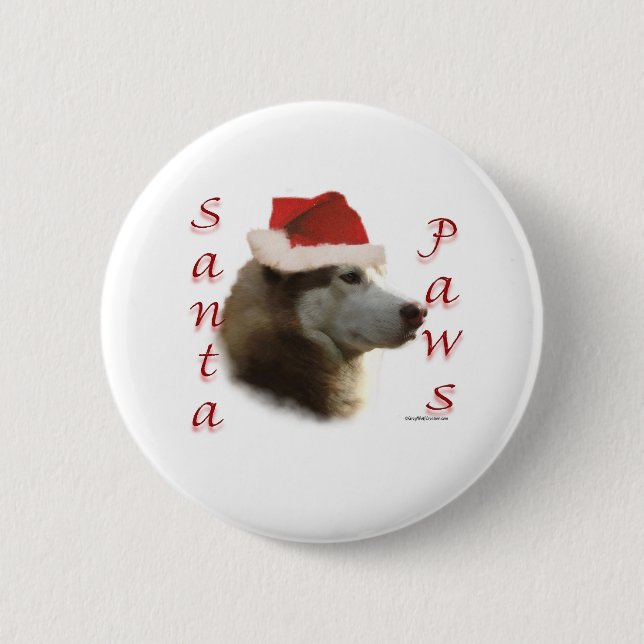 Siberian Husky Santa Paws Button (Vorderseite)