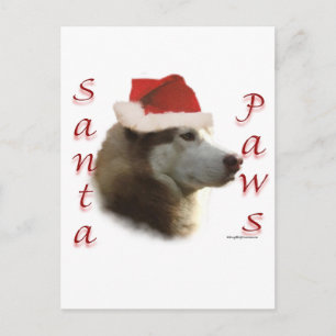 Siberian Husky Santa Paws Feiertagspostkarte