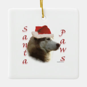 Siberian Husky Santa Paws Keramikornament