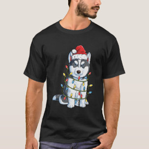 Siberian Husky Santa Tree Lights Xmas Geschenke Ju T-Shirt