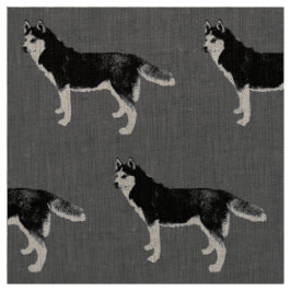 Siberian Husky schwarz weiß stehend Muster Stoff