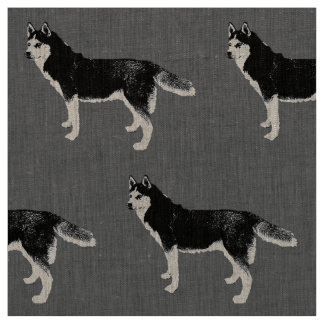 Siberian Husky schwarz weiß stehend Muster Stoff