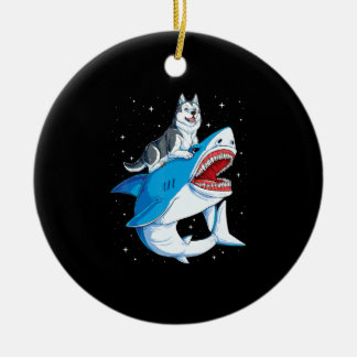 Siberian Husky Shark Jawsome Dog Lover Gifts Space Keramik Ornament