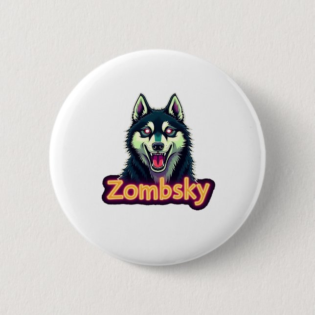 Siberian Husky Sibe Zombie Dog Halloween Essential Button (Vorderseite)