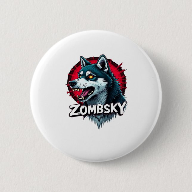 Siberian Husky Sibe Zombie Dog Halloween Essential Button (Vorderseite)