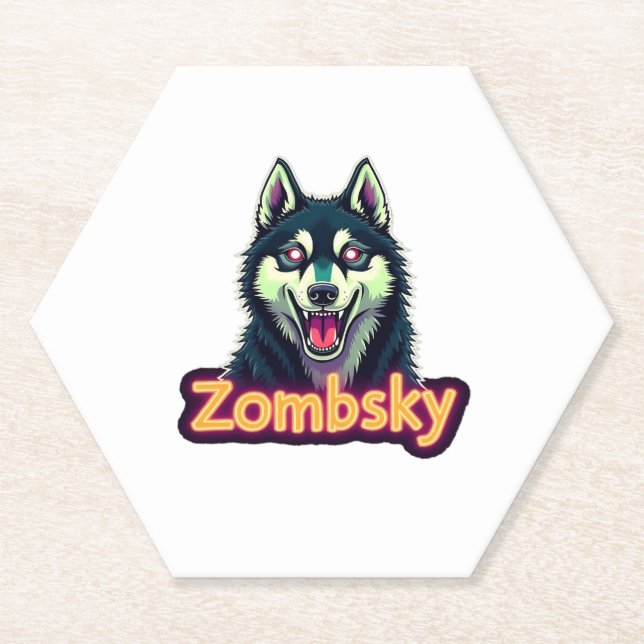 Siberian Husky Sibe Zombie-Hund Halloween Essentia Untersetzer (Vorderseite)