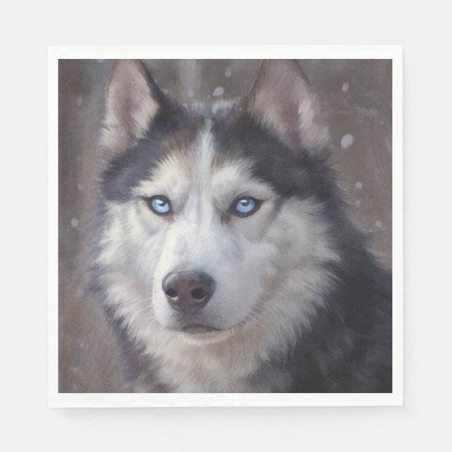 Siberian Husky Snow Serviette (Vorderseite)