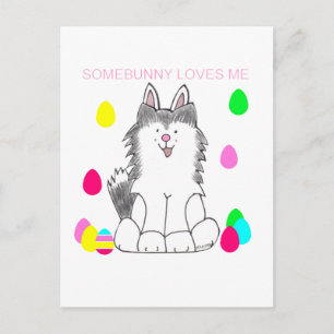 Siberian Husky Somebunny Lieben Postkarte