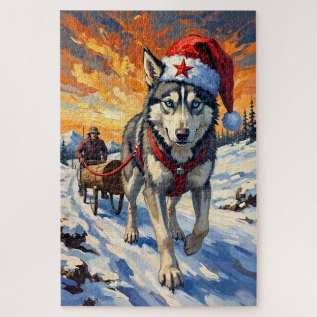 Siberian Husky Soviet Style Christmas Log Pull Hat (Vertikal)