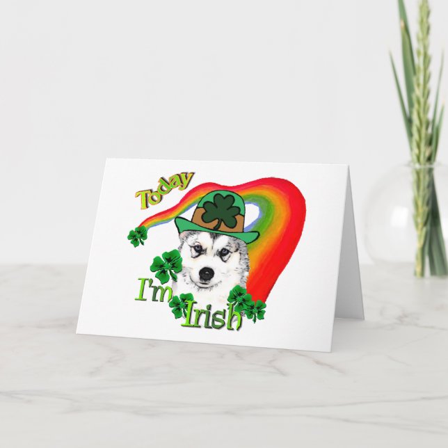 Siberian Husky St Patricks Day Karte (Vorderseite)