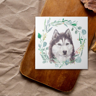 Siberian Husky Watercolor Keramik Tile Fliese