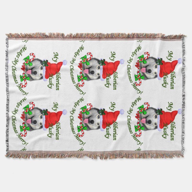 Siberian Husky Weihnachten Decke (Vorderseite)
