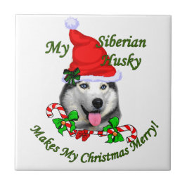 Siberian Husky Weihnachten Fliese