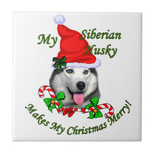 Siberian Husky Weihnachten Fliese