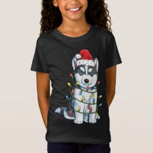 Siberian Husky Weihnachtsbaum Lichter Weihnachten  T-Shirt