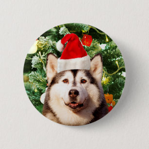 Siberian Husky Weihnachtsbaum Ornamente Schneemann Button