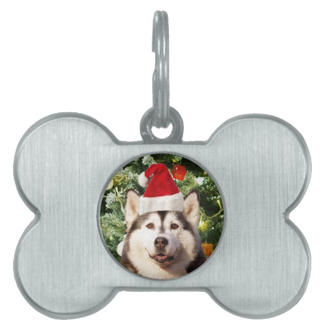 Siberian Husky Weihnachtsbaum Ornamente Schneemann Tiermarke (Vorderseite)
