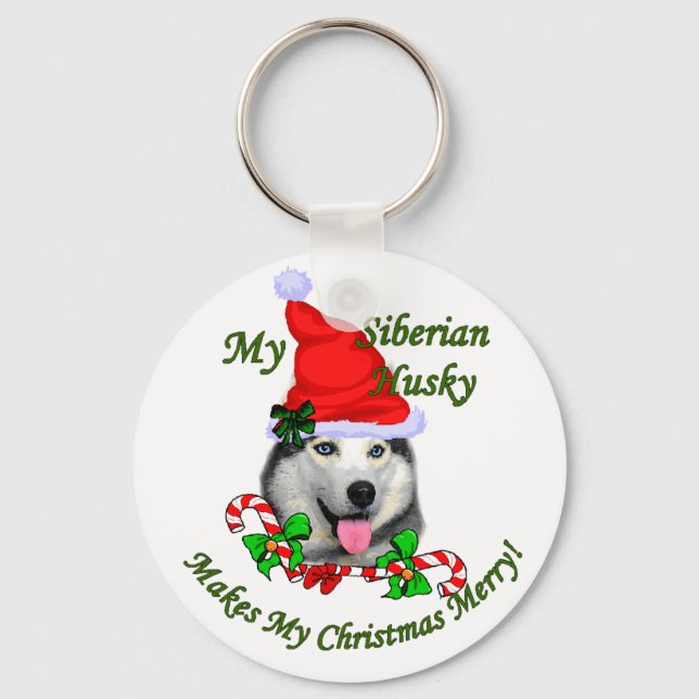 Siberian Husky Weihnachtsgeschenke Schlüsselanhänger (Vorderseite)