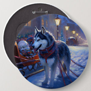 Siberian Husky Weihnachtssaison Button