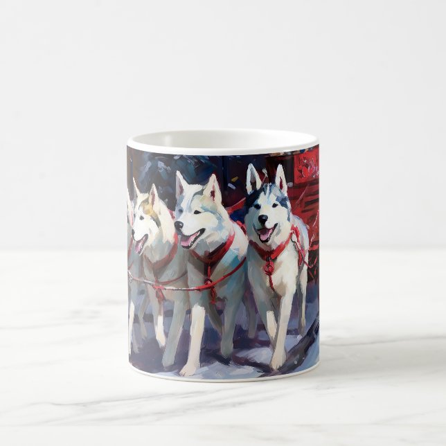 Siberian Husky Weihnachtssaison Kaffeetasse (Mittel)
