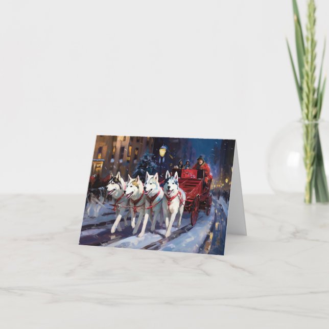 Siberian Husky Weihnachtssaison Karte (Vorderseite)
