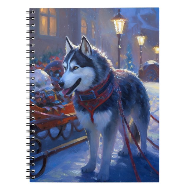 Siberian Husky Weihnachtssaison Notizblock (Vorderseite)