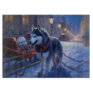 Siberian Husky Weihnachtssaison Schneidebrett