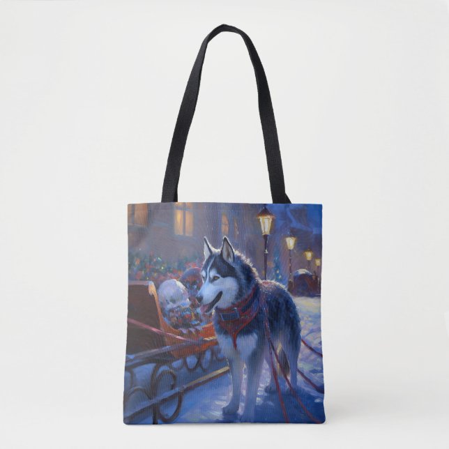 Siberian Husky Weihnachtssaison Tasche (Vorderseite)