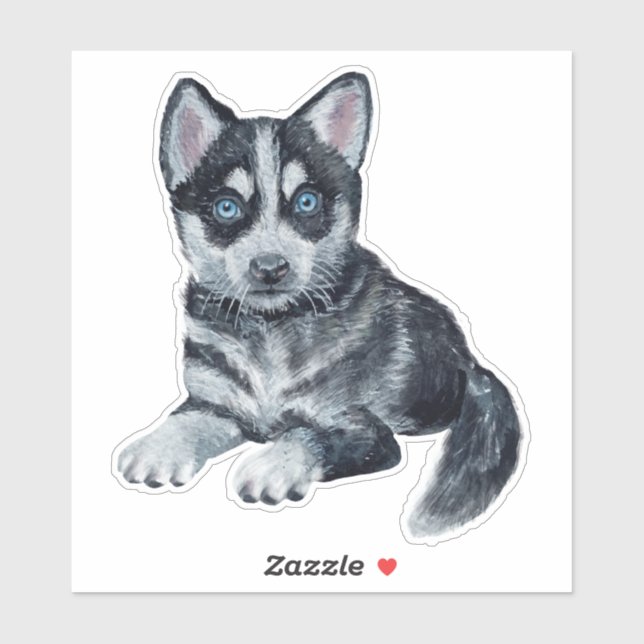 Siberian Husky Welppy Cartoon Dockkleber Aufkleber (Blatt)