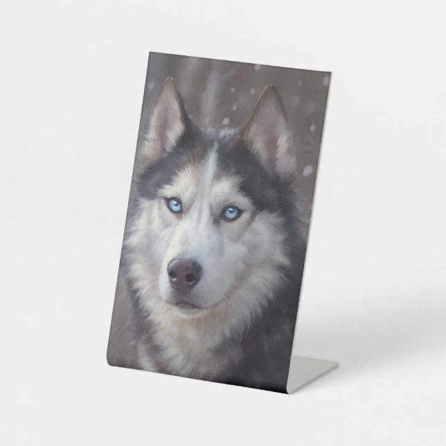 Siberian Husky Winter Sockelschild (Vorderseite)