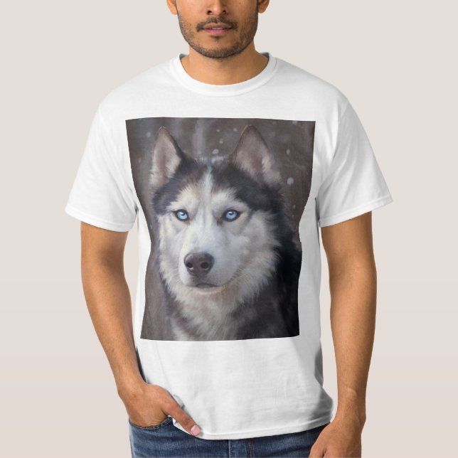 Siberian Husky Winter T-Shirt (Vorderseite)
