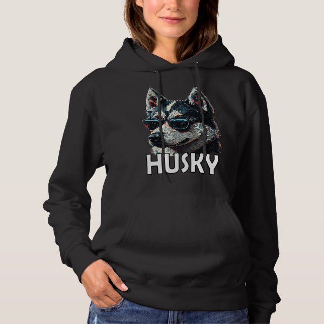Siberian husky with sunglasses and a  saying  1 hoodie (Vorderseite)