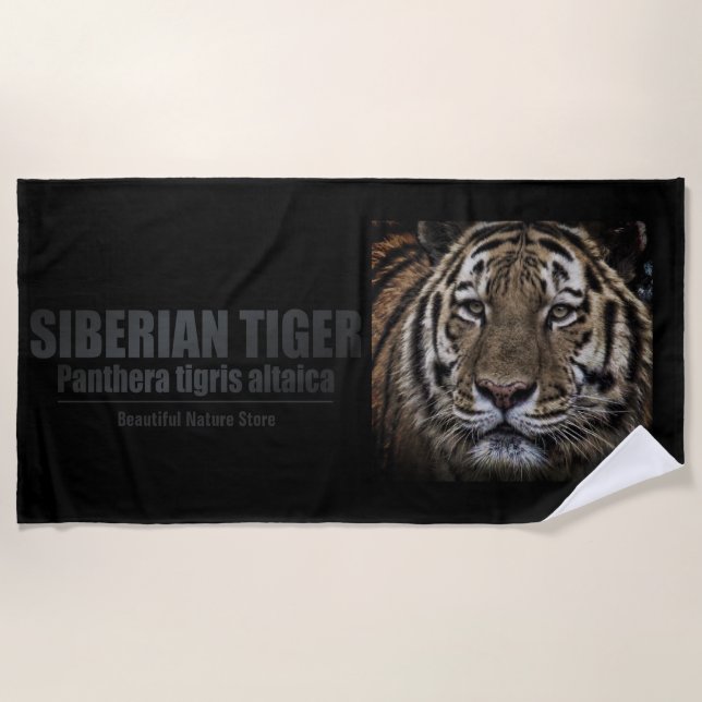 Siberian Tiger：Beach Towel Strandtuch (Vorderseite)