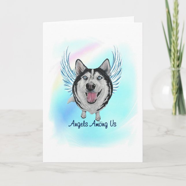 Sibérie Husky Angel Chien Pet Perdre carte de symp (Devant)