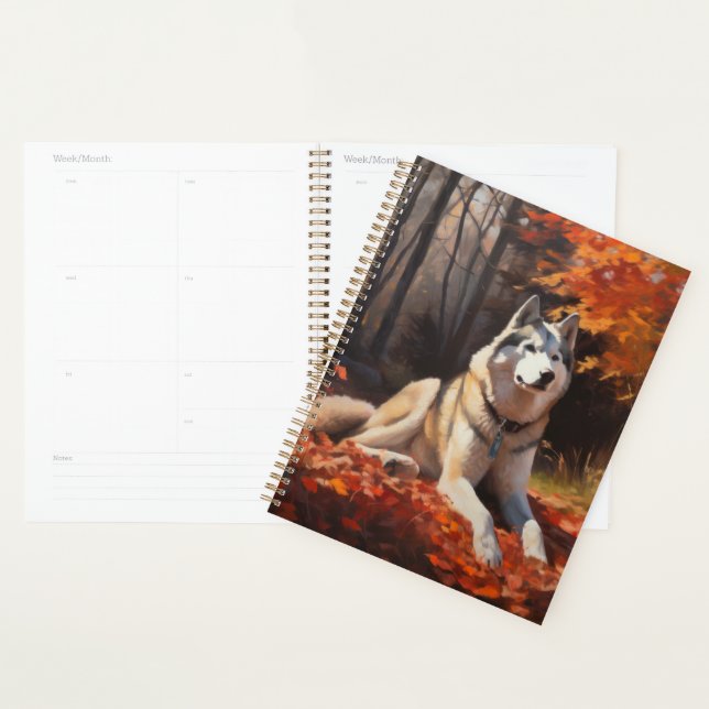 Sibérie Husky en automne Feuilles automne Inspire  (Devant avec enveloppe)