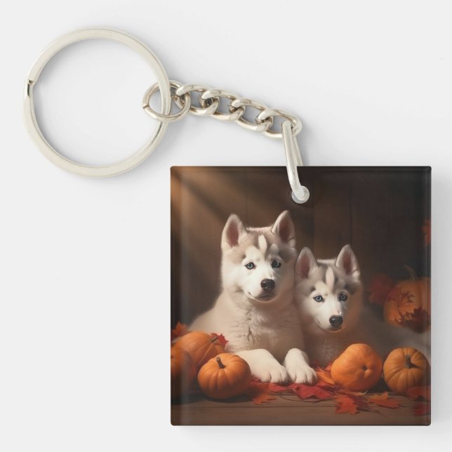 Sibérie Husky Puppy Citrouille d'automne (Devant)
