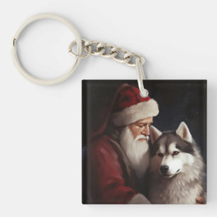 Sibérien Husky avec Noël Festif du Père Noël