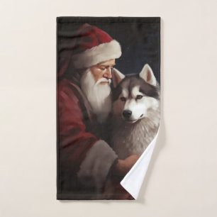 Sibérien Husky avec Noël Festif du Père Noël