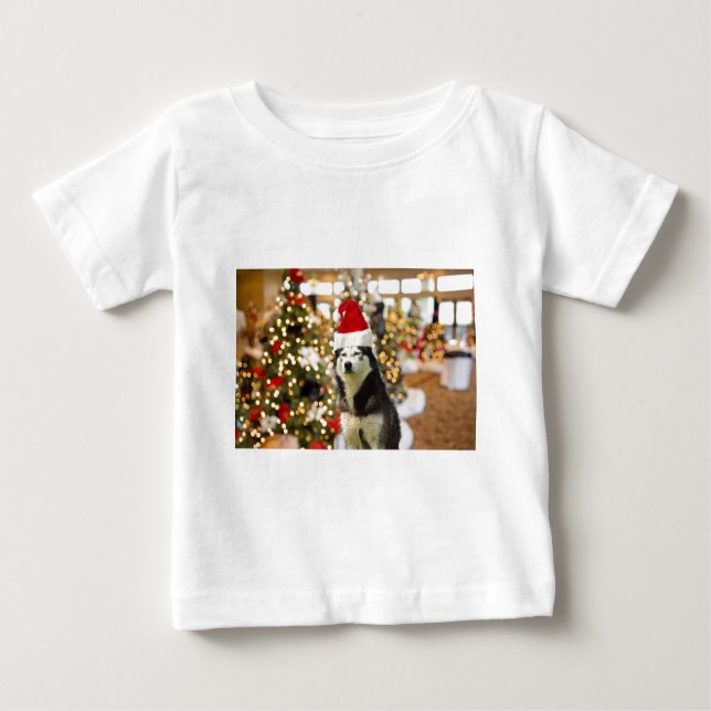 Sibérien Husky Christmas Tree Tshirt Tee - shirt (Devant)