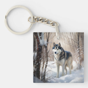 Sibérien Husky Laisser Neige Noël
