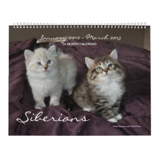 Sibériens chats calendrier des janvier 2014 à mars